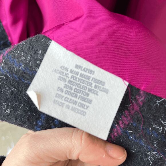VTG 70s Miss New Yorker Plaid Wool Blend Coat – Hot Pink Lining – S/M - Picture 7 of 10